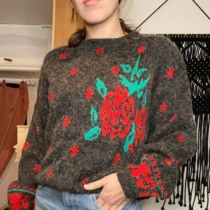 Vintage Bramble Lane Rose Sweater